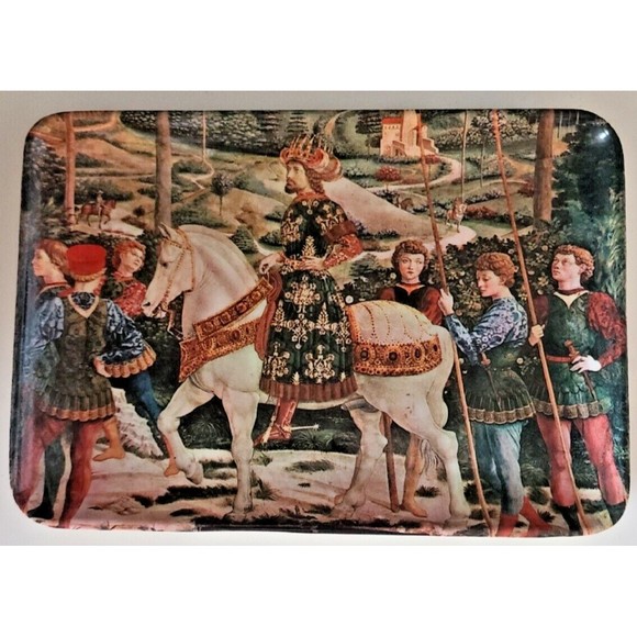 Vtg Melamine 4 Snack Trays Medieval Renaissance Florence Italy Designs 4" x 6" - Picture 4 of 8